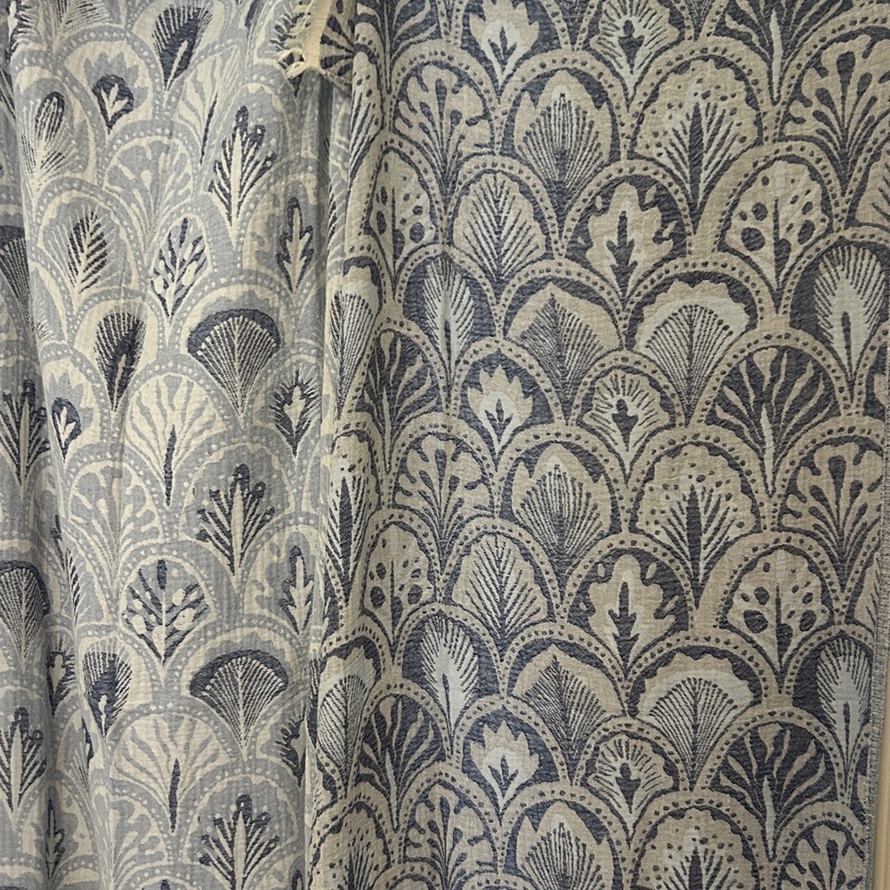Succulents Blue Woven Cotton 2-in-1 Blanket Towel • Privacy Curtain Shower 4 PC